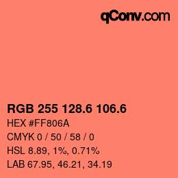 カラーコード: RGB 255 128.6 106.6 | qconv.com
