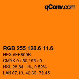 カラーコード: RGB 255 128.6 11.6 | qconv.com