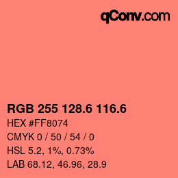カラーコード: RGB 255 128.6 116.6 | qconv.com