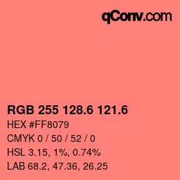 カラーコード: RGB 255 128.6 121.6 | qconv.com