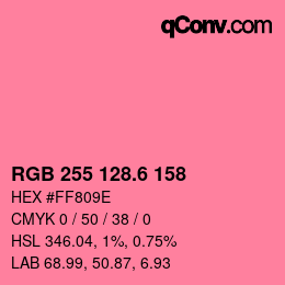 カラーコード: RGB 255 128.6 158 | qconv.com