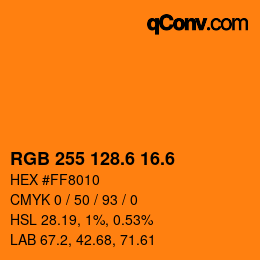 カラーコード: RGB 255 128.6 16.6 | qconv.com