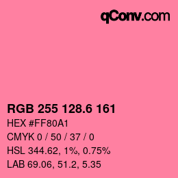 カラーコード: RGB 255 128.6 161 | qconv.com