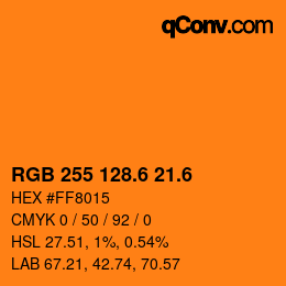 カラーコード: RGB 255 128.6 21.6 | qconv.com