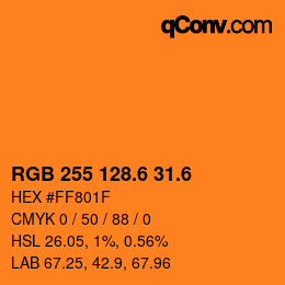 カラーコード: RGB 255 128.6 31.6 | qconv.com