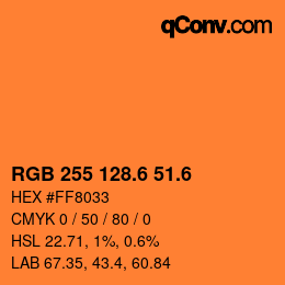 カラーコード: RGB 255 128.6 51.6 | qconv.com