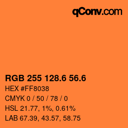 カラーコード: RGB 255 128.6 56.6 | qconv.com
