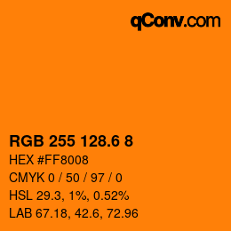 カラーコード: RGB 255 128.6 8 | qconv.com