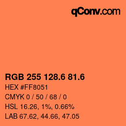 カラーコード: RGB 255 128.6 81.6 | qconv.com