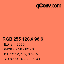 カラーコード: RGB 255 128.6 96.6 | qconv.com