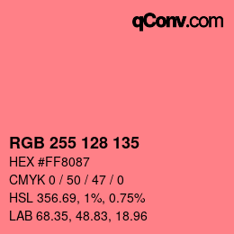 Color code: RGB 255 128 135 | qconv.com