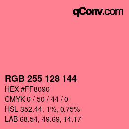 颜色代码: RGB 255 128 144 | qconv.com
