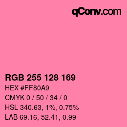 Color code: RGB 255 128 169 | qconv.com