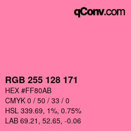 Color code: RGB 255 128 171 | qconv.com