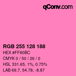Código de color: RGB 255 128 188 | qconv.com
