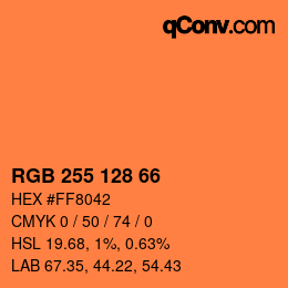 颜色代码: RGB 255 128 66 | qconv.com