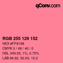 颜色代码: RGB 255 129 152 | qconv.com