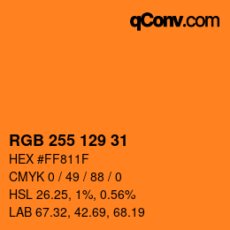 颜色代码: RGB 255 129 31 | qconv.com