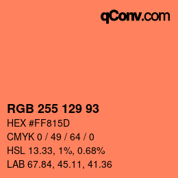 カラーコード: RGB 255 129 93 | qconv.com