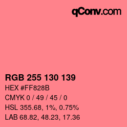 カラーコード: RGB 255 130 139 | qconv.com