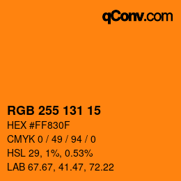 カラーコード: RGB 255 131 15 | qconv.com
