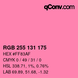 Farbcode: RGB 255 131 175 | qconv.com
