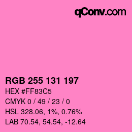 Color code: RGB 255 131 197 | qconv.com