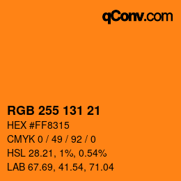 カラーコード: RGB 255 131 21 | qconv.com