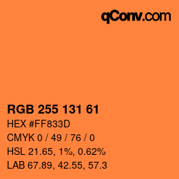 Color code: RGB 255 131 61 | qconv.com