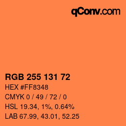 颜色代码: RGB 255 131 72 | qconv.com
