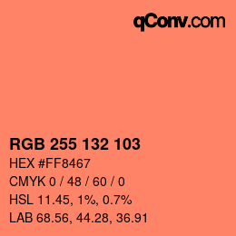 Color code: RGB 255 132 103 | qconv.com