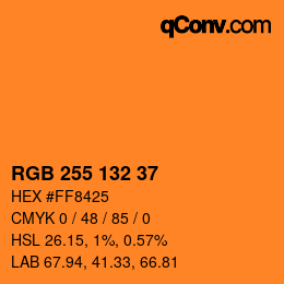 颜色代码: RGB 255 132 37 | qconv.com