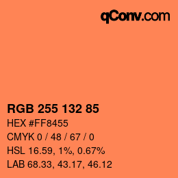 颜色代码: RGB 255 132 85 | qconv.com