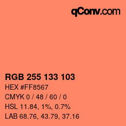 Color code: RGB 255 133 103 | qconv.com