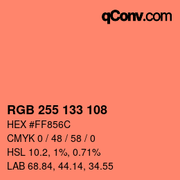 Color code: RGB 255 133 108 | qconv.com