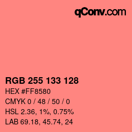 颜色代码: RGB 255 133 128 | qconv.com