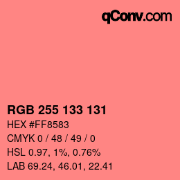 Farbcode: RGB 255 133 131 | qconv.com