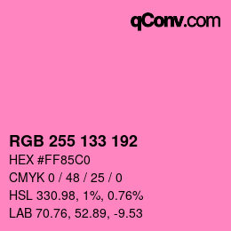 Color code: RGB 255 133 192 | qconv.com