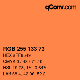 カラーコード: RGB 255 133 73 | qconv.com