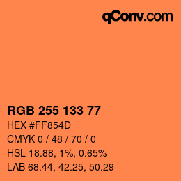 Color code: RGB 255 133 77 | qconv.com