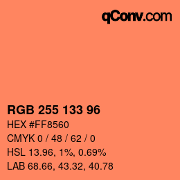颜色代码: RGB 255 133 96 | qconv.com
