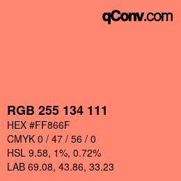 Color code: RGB 255 134 111 | qconv.com