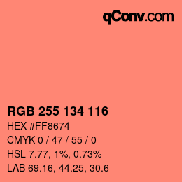 Color code: RGB 255 134 116 | qconv.com