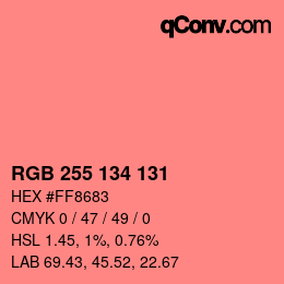 Farbcode: RGB 255 134 131 | qconv.com