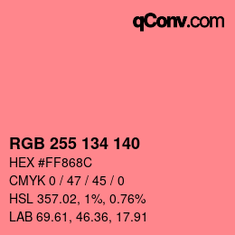 カラーコード: RGB 255 134 140 | qconv.com