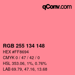 Color code: RGB 255 134 148 | qconv.com