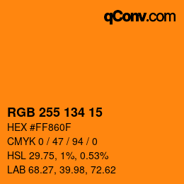 Color code: RGB 255 134 15 | qconv.com