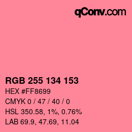 Color code: RGB 255 134 153 | qconv.com