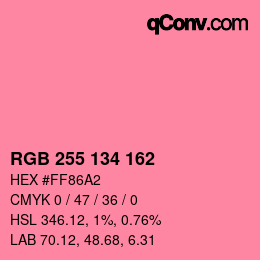 Color code: RGB 255 134 162 | qconv.com