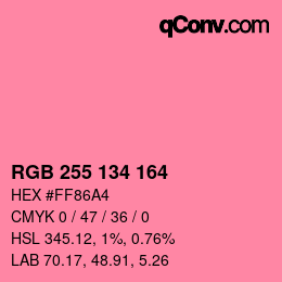 Color code: RGB 255 134 164 | qconv.com